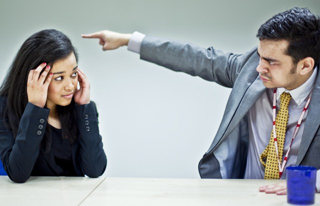 Girl being shouted at by her boss