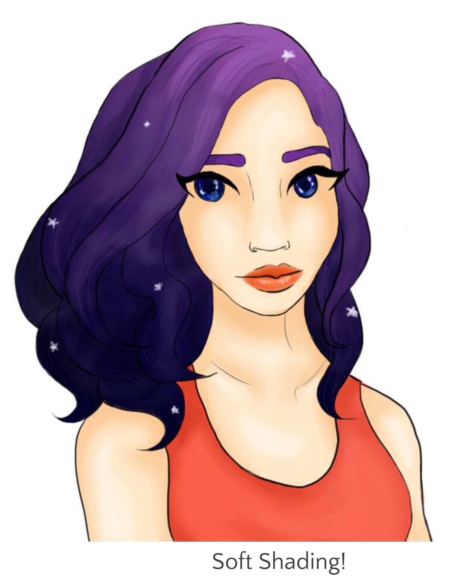 artwork of girl with purple hair