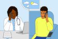 Illustration shows a young person having a phone conversation with their doctor